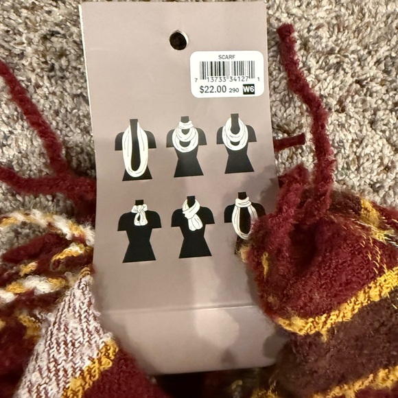 Falls Creek Burgundy and Yellow Infinity Scarf - Picture 4 of 4